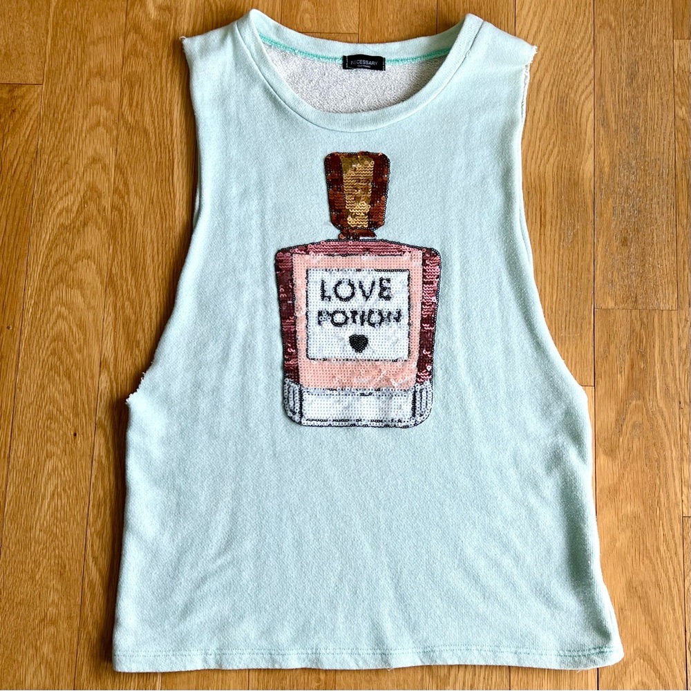 Necessary Clothing Light Mint Sequin Perfume Tank